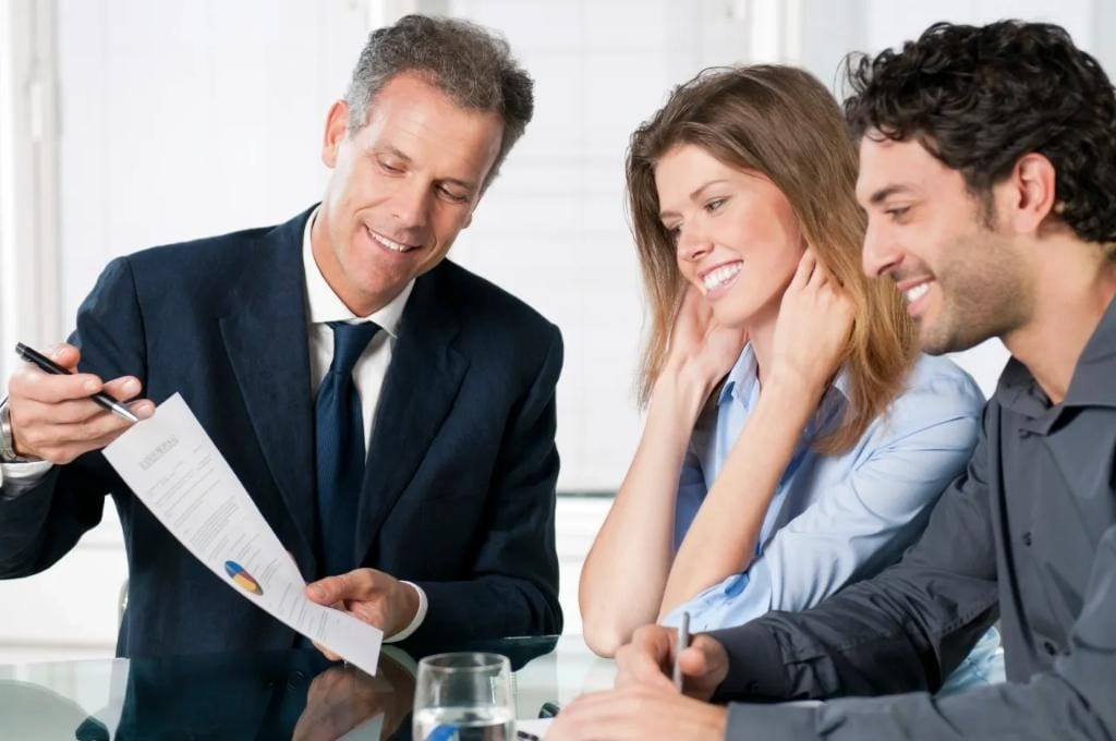 Tax consultant meeting with clients